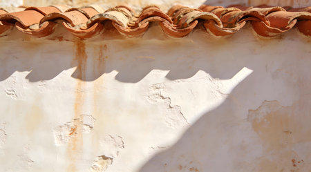 A creative digital illustration depicting High quality illustration of white stucco wall plaster finish, subtle trowel marks, raking Mediterranean sunlight, architectural textured elegance. This AI-generated artwork features unique visual elements suitable for various commercial and editorial applications. AI-generated illustration.の素材