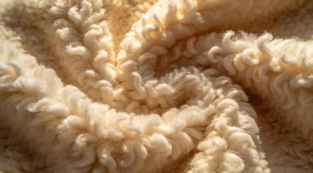 Elegant digital artwork highlighting plush curling textures in warm, inviting illumination, evoking indulgent luxury and cozy comfort through artistic rendering. Perfect for luxury fashion textiles, premium product packaging, interior design accents, and high-end branding visuals. Versatile for commercial print, web graphics, and marketing materials targeting... AI-generated digital illustration. AI-generated illustration.の素材