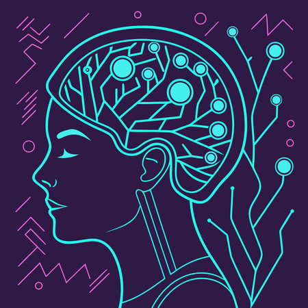 Captivating futuristic digital style featuring luminous interconnected patterns in vibrant neon blue...