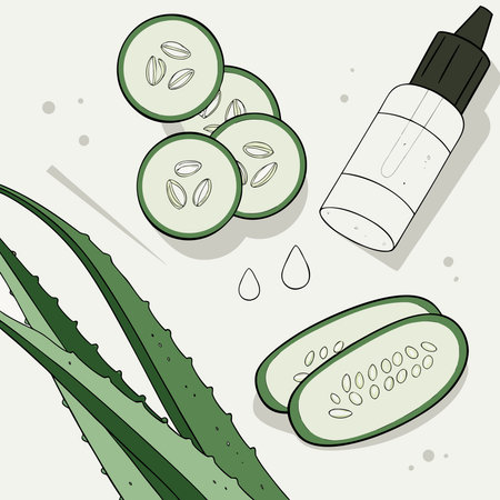 Elegant digital artwork with crisp studio lighting and a refreshing, hydrating mood, evoking natural freshness and purity. Ideal for skincare branding, cosmetic packaging, beauty ads, wellness campaigns, spa promotions, and health product visuals. This clean, invigorating design appeals to the beauty and wellness industries for versatile business applications. AI-generated vector illustration. AI-generated illustration.のイラスト素材