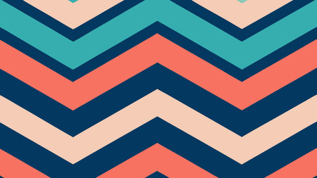 Dynamic digital artwork presenting repetitive zigzag motifs under soft overhead lighting, evoking a...