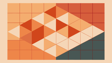 Minimalist geometric style featuring grid-based tessellations with warm earthy tones, subtle texture...