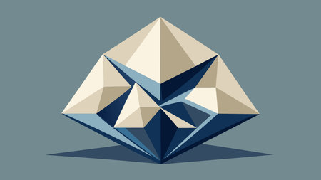 Minimalist serene digital artwork with precise geometric forms in harmonious ivory and slate blue...