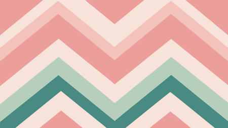 Elegant geometric abstraction with rhythmic chevron zigzags in blush pinks and sages, evoking...