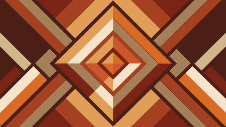 Sophisticated abstract geometric design featuring interlocking parallelograms in warm rust and ivory...