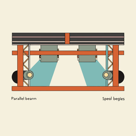 A creative digital illustration depicting Sleek digital illustration of parallel beams and ellipses...