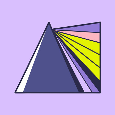 Bold geometric style with sharp angular forms, vivid spectral gradients, and intense shadow...
