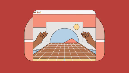 A creative digital illustration depicting Futuristic digital art of holographic polygrids, neon...