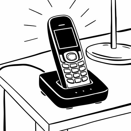 Elegant digital artwork in minimalist style with sleek black and silver tones, subtle ambient lighting, and a sense of  connectivity. Perfect for tech product promotions, corporate office visuals, business website elements, and productivity-themed graphics. Targets professionals and companies emphasizing modern efficiency and innovative communication . AI-generated vector illustration. AI-generated illustration.のイラスト素材