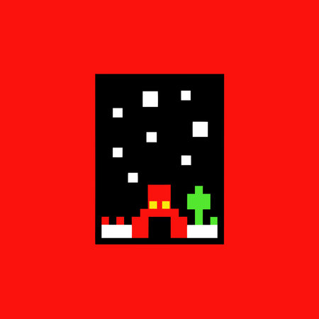 A creative digital illustration depicting Clean pixel art graphic of retro game-inspired landscape,...