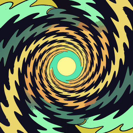 Dynamic abstract composition evoking mesmerizing motion and infinite depth through swirling patterns...