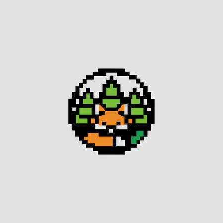 Charming pixel art in retro gaming style showcases blocky forms, vibrant colors, and glowing accents...