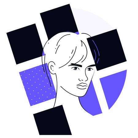 Bold pop art style featuring geometric abstraction and halftone dot effects for a dynamic retro...