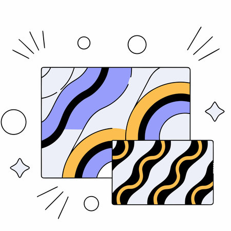 A creative digital illustration depicting Vibrant digital art of swirling abstract geometric...