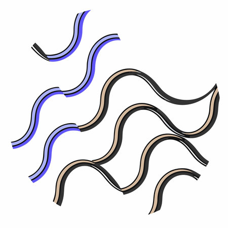 Sophisticated digital artwork showcasing undulating metallic waves with reflective sheen in...