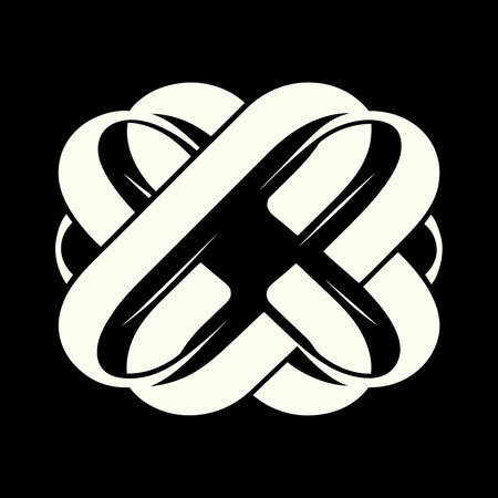 Sleek minimalist abstract line art in black and white, defined by precise sharp lines, subtle shadow...