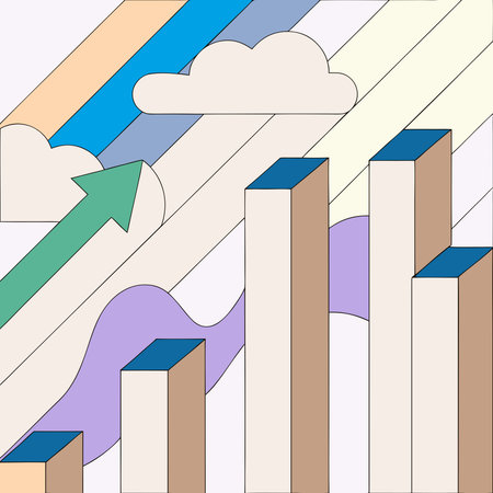 Contemporary data visualization in a sleek vertical composition with dynamic blue gradient...