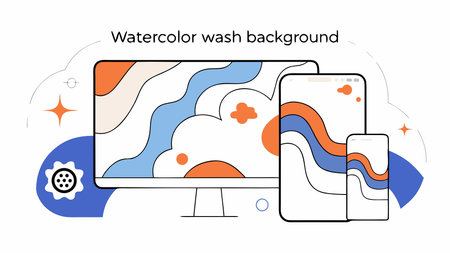 Fluid watercolor wash seamlessly blending soft pastel pinks and blues, capturing a calm and dreamy...