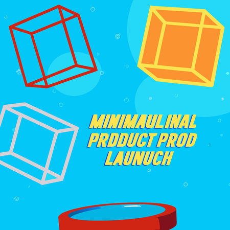 A creative digital illustration depicting Minimalist product launch ad with floating geometric...