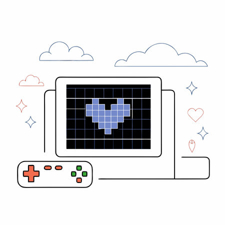 Captivating 16-bit pixel art evokes retro arcade vibes with emissive neon glows and romantic digital...
