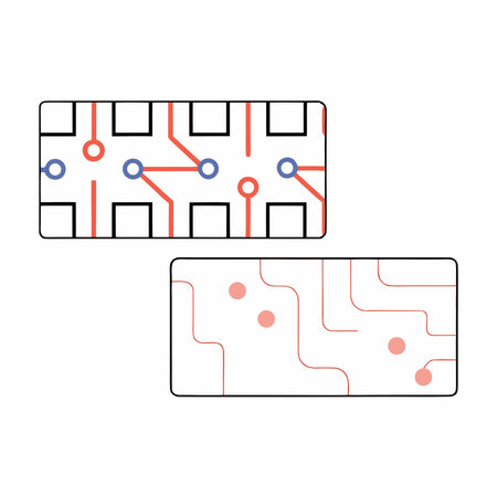 A creative digital illustration depicting Stylized graphic of circuit board patterns in electric...