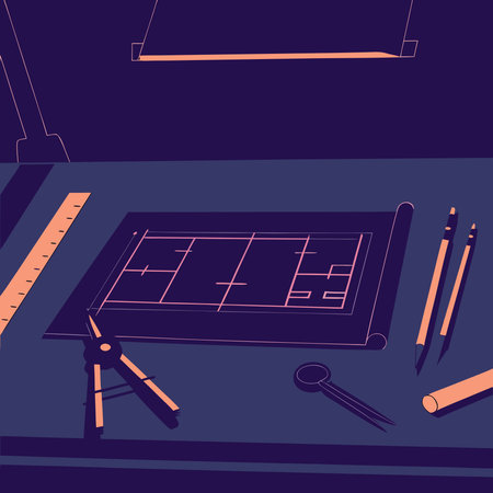 Artistic digital composition evoking precision in engineering design through sharp lines and subtle...