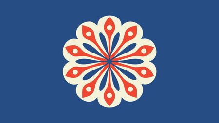 Featuring an intricate ethnic art style with symmetrical radial composition and iridescent prismatic...