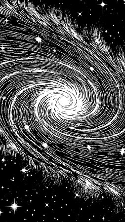 Abstract cosmic digital art style with dynamic fluid forms and luminous stellar accents, capturing...