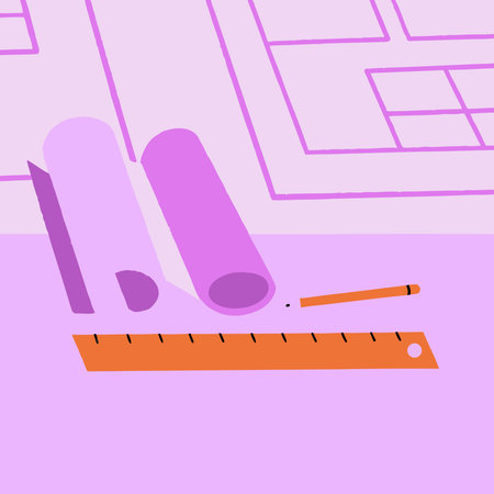 business creative digital artwork evoking visionary architectural planning with warm drafting room...