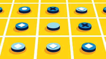 Colorful 3d buttons on yellow and blue background. Vector illustration
