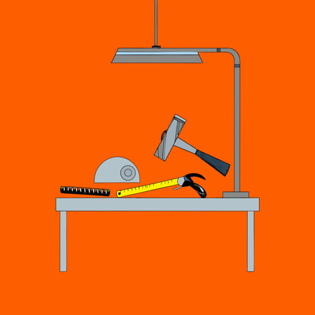 Industrial digital artwork with rugged textures, dramatic overhead lighting, and precise tool...