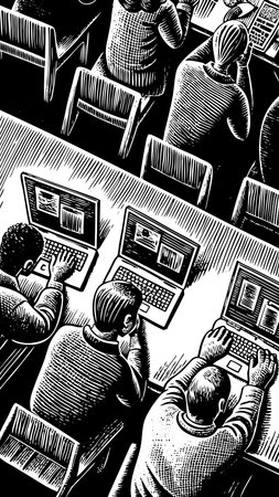 Energetic digital artwork portraying productivity and dedication in a contemporary professional...