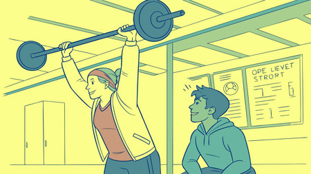 Dynamic digital illustration showcasing energetic fitness training with vibrant fluorescent lighting...