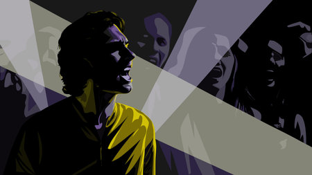 A creative digital illustration depicting Bold abstract brush strokes in monochrome, diagonal...