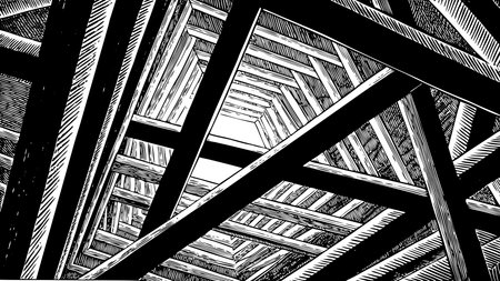 A creative digital illustration depicting Minimalist abstract lines forming a labyrinth in...