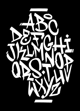 Hand written graffiti font alphabet. Vectorのイラスト素材