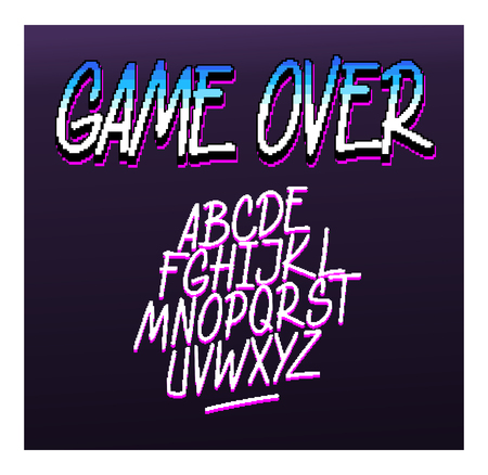 Handwritten pixel font. Hot line Miami likeのイラスト素材