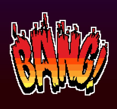 Retro game pixel explosion bang 8 bitのイラスト素材