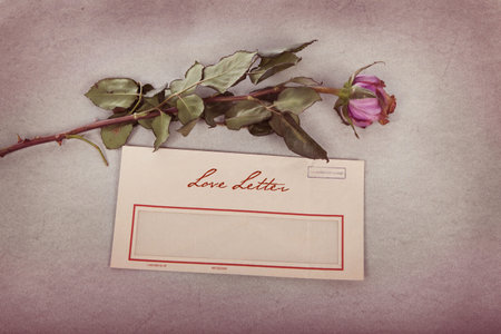 Old Letter with text Love letter written with ink  sepia texture background