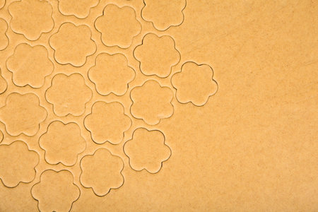 gouged pastry stars in close-up with a formの写真素材