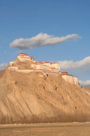 Tibetan temple on a hillの写真素材