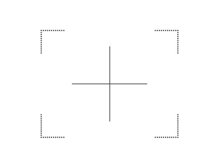 Camera big focus target icon on white background. Photo camera viewfinder screen. Vector Line camera focus target screen.のイラスト素材