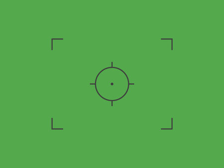 Camera focus lens vector illustration on green background. Night photo camera viewfinder. Focus line in abstract style.のイラスト素材