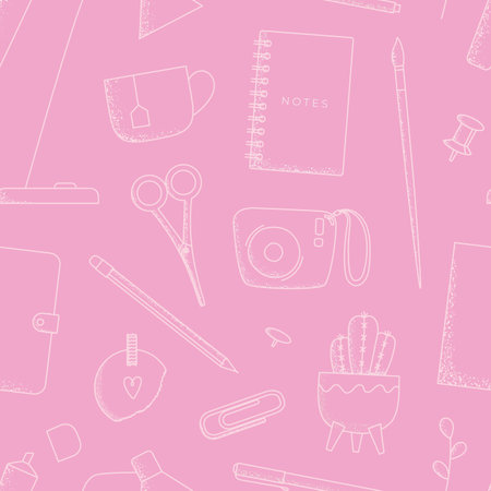 Cute pink vector seamless pattern for scrapbooking, package, wrap.のイラスト素材