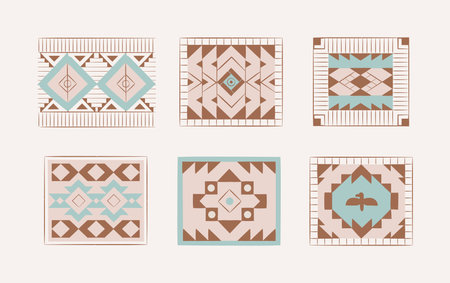 Native american indian ornament set. Tribal design, geometric symbols, aztec, navajo patterns.のイラスト素材