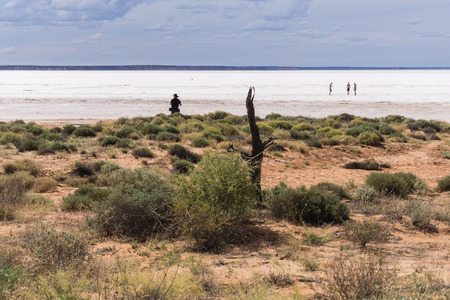 Salt lake in the outback, Australiaの写真素材