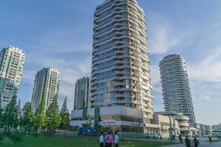 Modern apartment buildings, Pyongyang, Democratic People's Republic of Korea (DPRK), North Koreaのeditorial素材