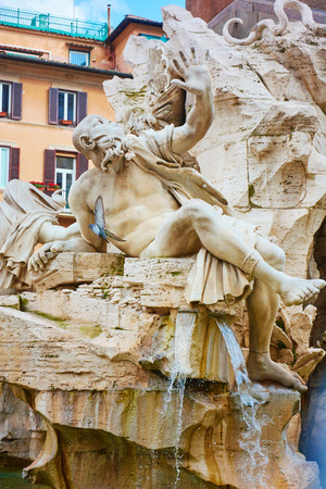 Italy, Piazza Navona, in the afternoon in Marchの写真素材