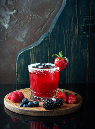 Alcoholic cocktail with berriesの写真素材