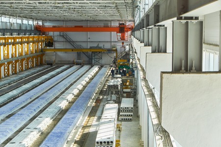 Manufacturing concrete slabs. reinforced concrete productionの写真素材